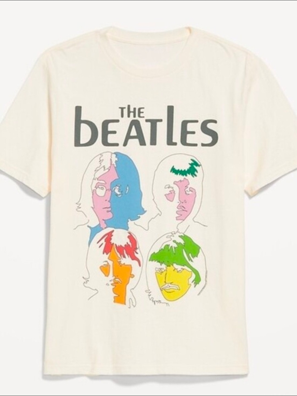 Old Navy The Beatles Men Graphic White Tee Shirt Size Small NWOT
